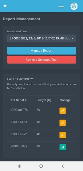 Rad-Lab Mobile Report Management Page